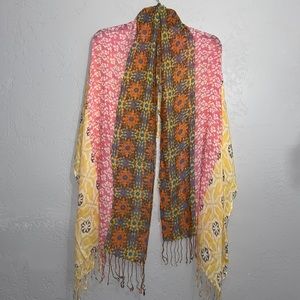 100% Viscose Multicolor Scarf Shawl Approx 25”x66”